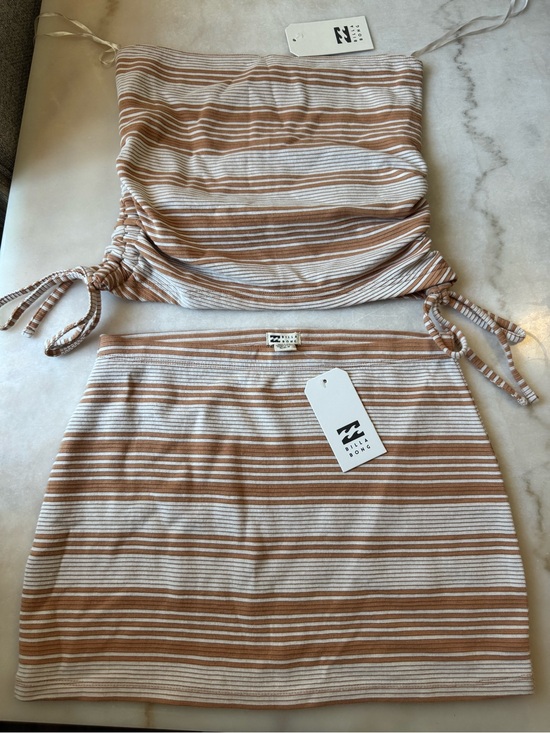 Billabong Dresses & Skirts - Billabong Beige and White Striped Mini Skirt